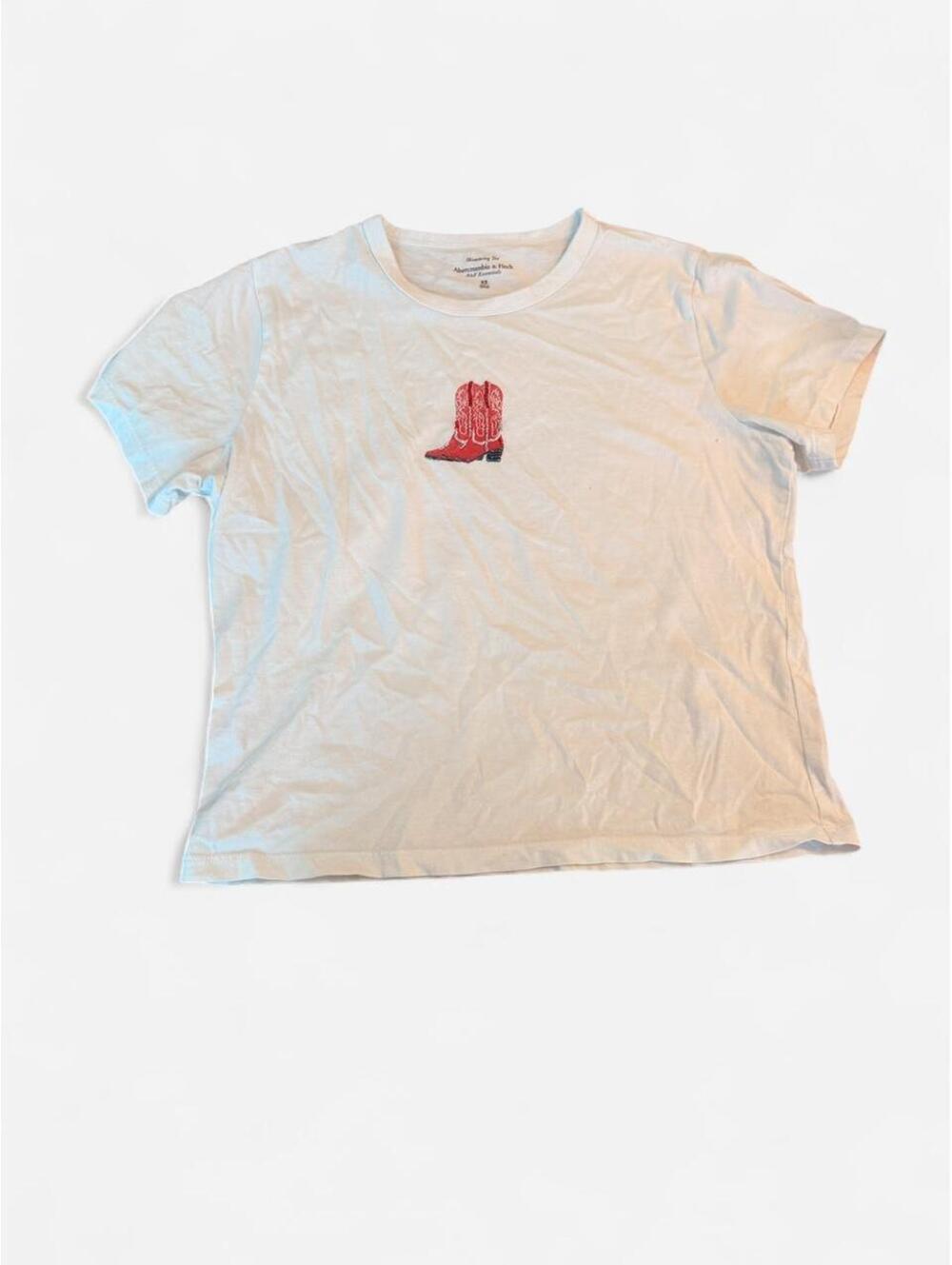 Abercrombie & Fitch Women's White and Cream Tshirt